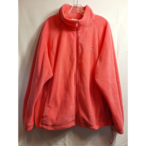 COLUMBIA Benton Springs Full Zip Fleece Jacket Sz 3X Pink Adjustable Hem Cozy - Picture 1 of 6